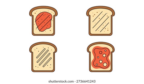 Toast Line art color simple design