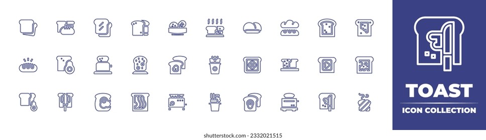 Toast line icon collection. Editable stroke. Vector illustration. Containing bread, toast, french toast, cup toast.
