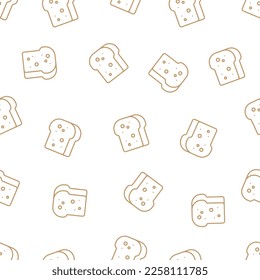 Toast line pattern. Seamless vector simple pattern with bread on a white background