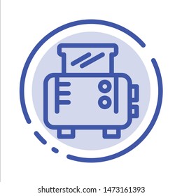 Toast, Toast Machine, Toaster Blue Dotted Line Line Icon