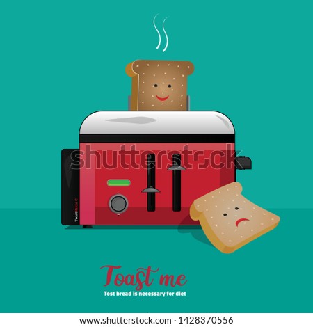 Toast maker heat a toast bread on turquoise background 