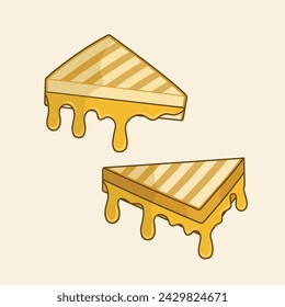 Toast with melted cheese. Vector design