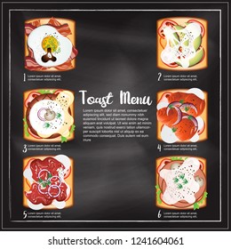 Toast menu in chalkboard background