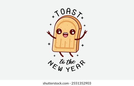 Toast To The New Year, New Year Vector T Shirt Design Template, Wall Art, Mug, Sticker, Banner, Tee, Hoodie, Printable, Illustration