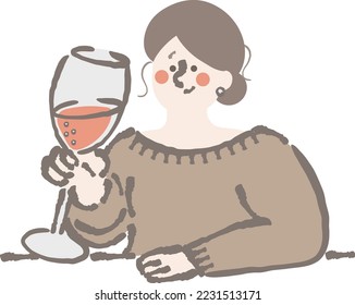 Toast oneself with wine(champagne) illustration