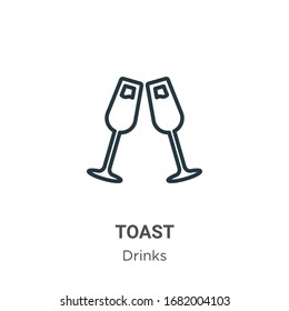 Toast outline vector icon. Thin line black toast icon, flat vector simple element illustration from editable drinks concept isolated stroke on white background