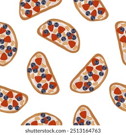 toast pattern with strawberry and chestnut - seamless toast pattern. Wallpaper, print, plate decoration and others