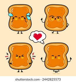 Toast piece bread with peanut butter characters bundle set