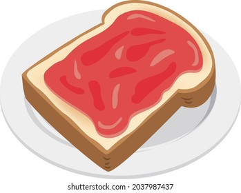 Toast with plenty of strawberry jam