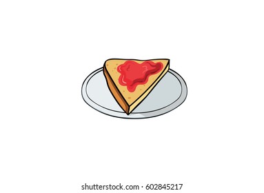 Toast , pop art, cartoon hand drawn illustration isolated on white background