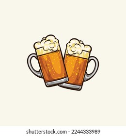 A toast is a ritual during which a drink is taken as an expression of honor or goodwill. A beer toast for poster design.