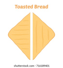 Toast, roasted bread, fried bakery. Made in cartoon flat style. Vector illustration