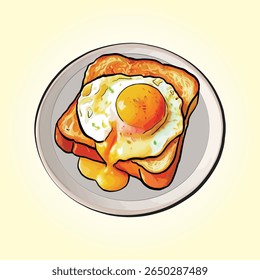 toast with runny fried eggs