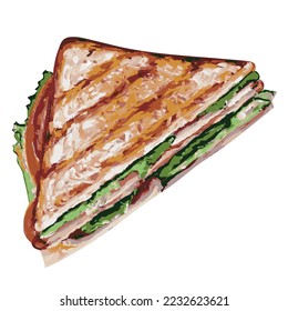 toast sandwich oil painting on canvas, canvas print, food drawing