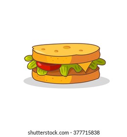 Toast Sandwich On White Background Stock Vector (Royalty Free ...