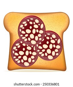 toast with sausage vector illustration isolated on white background