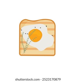 Brinde com ovos mexidos isolados no fundo branco, estilo plano