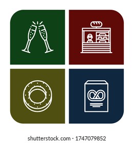 toast simple icons set. Contains such icons as Cheers, Bakery, Bagel, Pretzel, can be used for web, mobile and logo