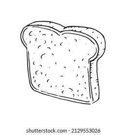 Toast Sketch handgezeichnet. Vektorgrafik eines Stückes Brot, Toast. 