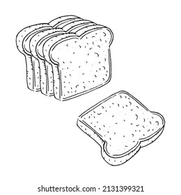 Toast Sketch handgezeichnet. Vektorgrafik eines Stückes Brot, Toast. 