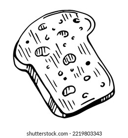 Toast sketch hand drawn. Vector illustration of a piece of bread, toast.