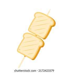 Toast Skewers. Bread Toast And Wood Stick Vector. Bread Symbol. Wallpaper. Bread Toast For Sandwich.