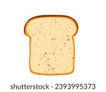 Toast slice vector illustration isolated on white background. Top view. Single slice of lightly toasted white bread.