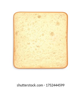 Toast sliced bread realistic composition with top view of square piece of bread on blank background vector illustration