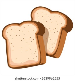 Toast slices vector illustration. Great for brunch themes, sandwich making, and food packaging.