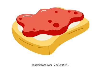 Toast with strawberry jam vector flat illustration