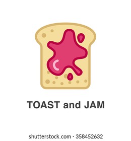 Toast and strawberry jam vector icon 