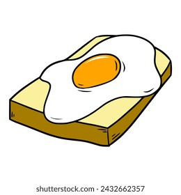toast with sunny side up eggs illustration hand drawn colored vector drawing