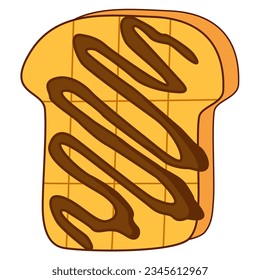 Toast topped with chocolate. cartoon 
Sweet breakfast graphic design element 