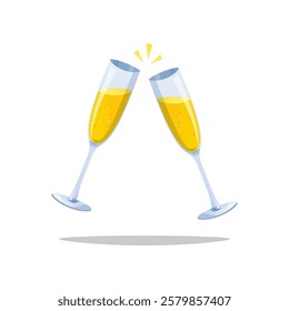 Toast with two glasses of champagne vector isolated on white background.