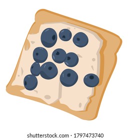 Toast vector healthy toasted food with bread cheese. toasts with sweet and salt toppings. Sweet toast with yogurt, blueberries.Vector illustration in a flat style on a white background is isolated.