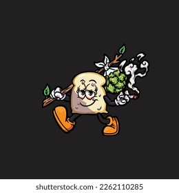 toast vector smoking joint hold nug weed cartoon