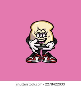 toast vector smoking joint hold nug weed cartoon