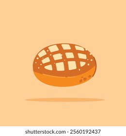  Toast with white sugar. Round whole wheat bread for breakfast, for posters and web icons