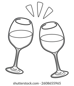 Toast with a wine. Wine glass. Vector illustration.