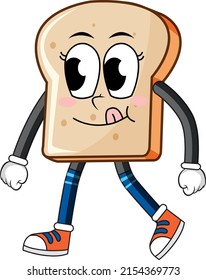 Toasted bread with arms and legs illustration