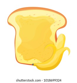 Toasted bread - banana jam slice on top for breakfast