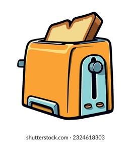 Toasted bread in cute toaster icon icon isolated