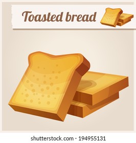 Toasted bread. Detailed Vector Icon. Series of food and drink and ingredients for cooking.