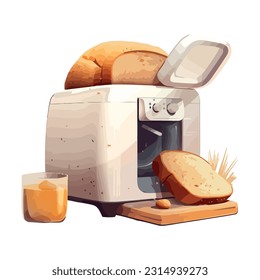 Toasted bread, fresh from the oven, delicious icon isolated