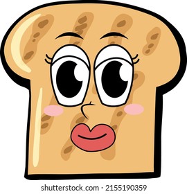 Toasted bread with happy face illustration