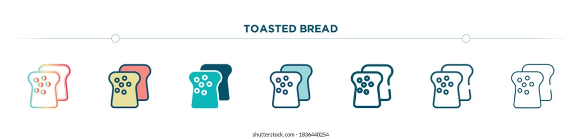 toasted bread icon designed in gradient, filled, two color, thin line and outline style. vector illustration of toasted bread vector icons. can be used for mobile, ui, web
