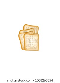 Toasted bread on white background
