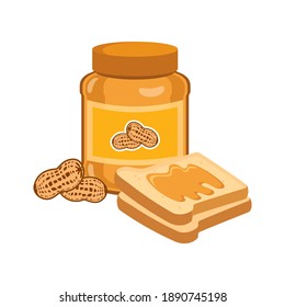 Toasted bread with peanut butter icon vector. Breakfast still life with toast with peanut butter vector. American delicacy food icon