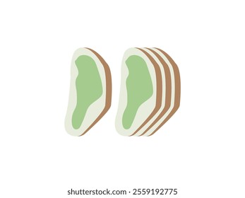 Toasted Bread Sandwich with Avocado and Cottage Cheese, Topped with Fresh Vegetables. A Healthy Vegetarian Breakfast in Cartoon Style - Vector Illustration of a Nutritious Toasted Sandwich