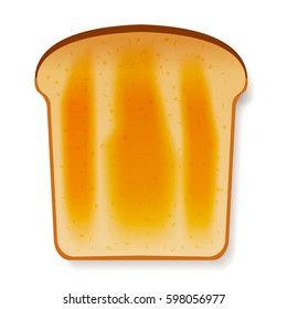 Toasted bread slice for breakfast and isolated over top white background.